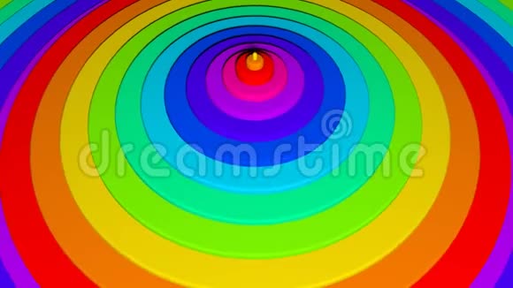 彩色彩虹圆圈背景动画的三维渲染视频的预览图