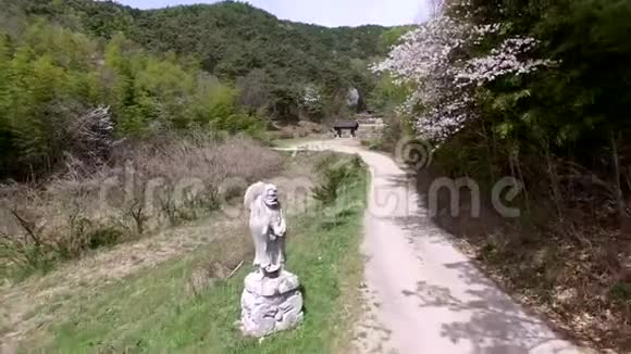 韩国亚洲达米扬约南延东萨佛寺的鸟瞰图视频的预览图