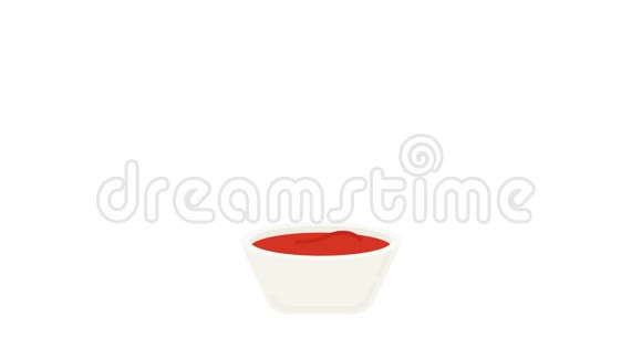 热烤鸡腿加番茄酱2D矢量运动动画平面设计白色背景下的循环动画视频的预览图