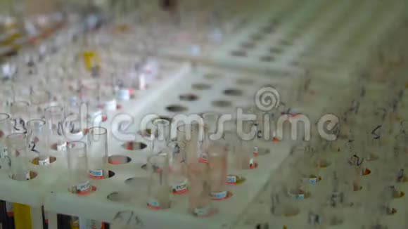 试管中的血样医生研究试管和药瓶的科学家视频的预览图