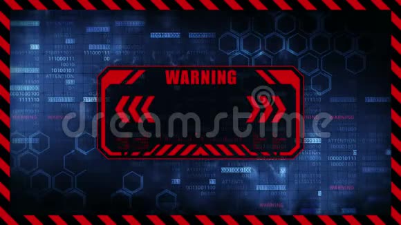 带有复制空间的警告消息六边形几何设计和二进制数背景数字屏幕框架游戏设计GUITT视频的预览图