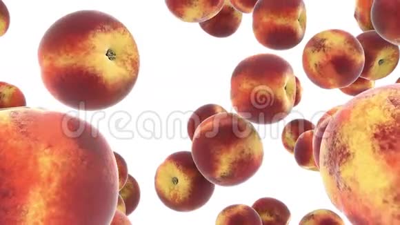桃子慢动作隔离空气中新鲜的水果视频的预览图