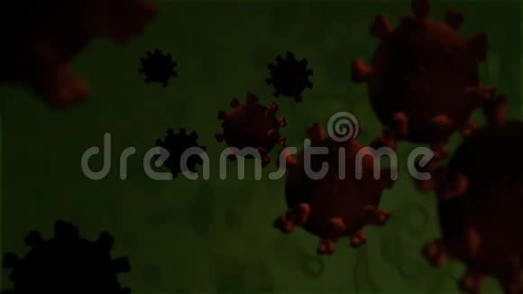 冠状病毒动画传染剂红分子细胞病毒传播和流行概念视频的预览图