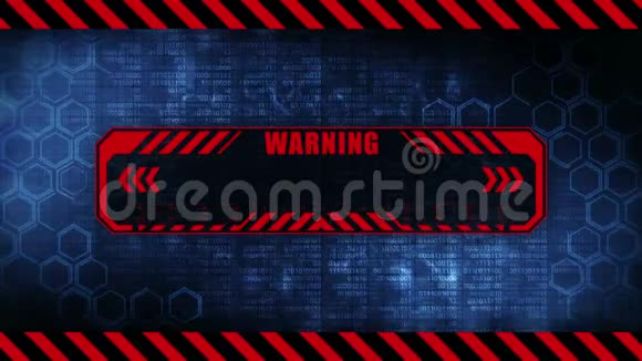 带有复制空间的警告消息六边形几何设计和二进制数背景数字屏幕框架游戏设计GUITT视频的预览图