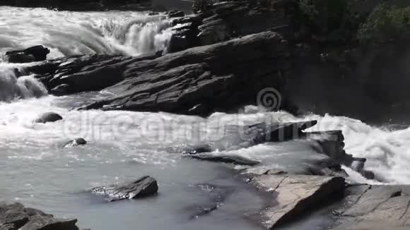 加拿大阿尔伯塔阿哈巴斯卡瀑布和岩石视频的预览图