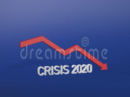 危机2020概念的三维渲染与减少红色箭头全球金融危机Covid19视频的预览图