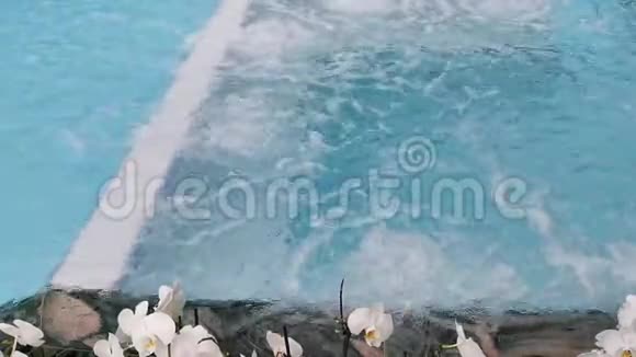 带白色兰花的极可意按摩浴缸视频的预览图