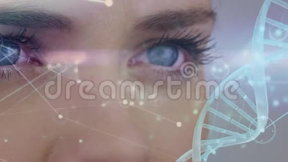 蓝眼睛和DNA双螺旋线不对称的女性视频的预览图