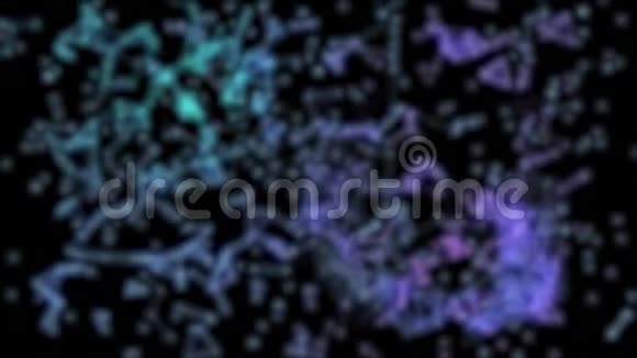 cg动画抽象的蓝色背景镜头通过点和线几何操作大数据链块冷冻视频的预览图