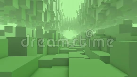 三维绿色立方体隧道视频循环视频的预览图