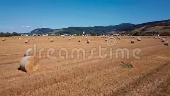 斯洛伐克用圆形干草堆飞越田野视频的预览图