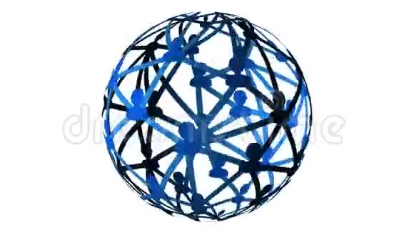 连接人透明球体旋转标志循环动画视频的预览图