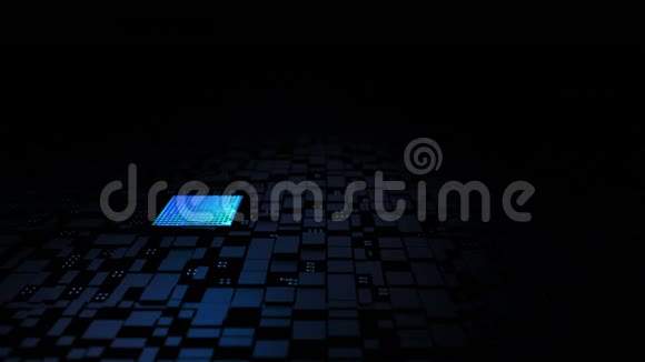 3D渲染CPU芯片组安装在主板上闪光和照明效果对印刷电路板为Cy视频的预览图