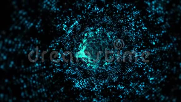 抽象背景移动通过点粒子和照明隧道用于网络和未来主义概念视频的预览图