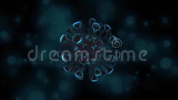 冠状病毒蓝色旋转与3D呈现循环无缝背景爆发在中国罕见的新病原视频的预览图