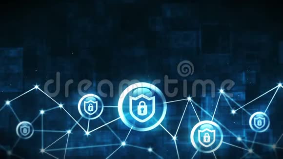 盾牌安全与安全锁图标互联网连接防火墙密码保护隐私标志浮动多边形空间w视频的预览图
