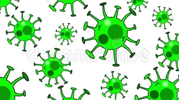 白色背景下分离的病毒细胞生物卡通动画视频的预览图