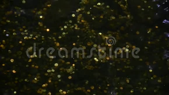 靠近金色的硬币在瀑布井地标底部清澈的水波中视频的预览图