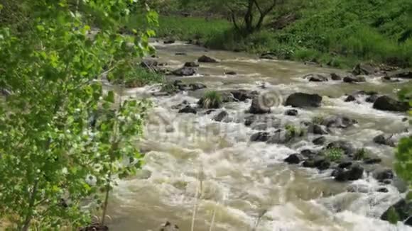 山河在佐治亚州的山坡上迅速沸腾和移动视频的预览图