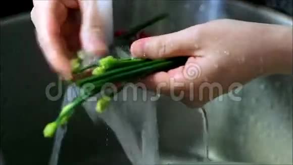 女性洗手蔬菜视频的预览图