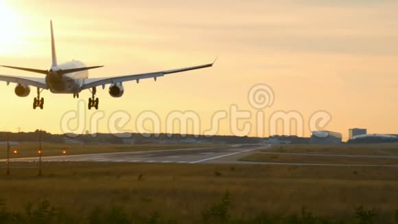 凌晨在法兰克福机场降落的宽体双引擎飞机视频的预览图