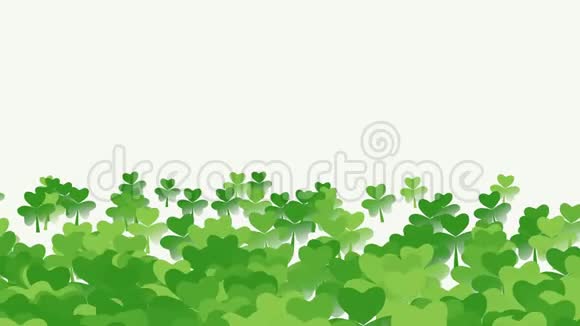 运动绿色三叶草圣帕特里克节动画背景视频的预览图