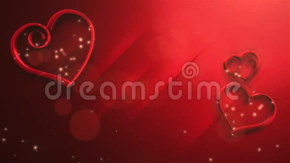 动画特写镜头浪漫的心在情人节闪亮的背景视频的预览图