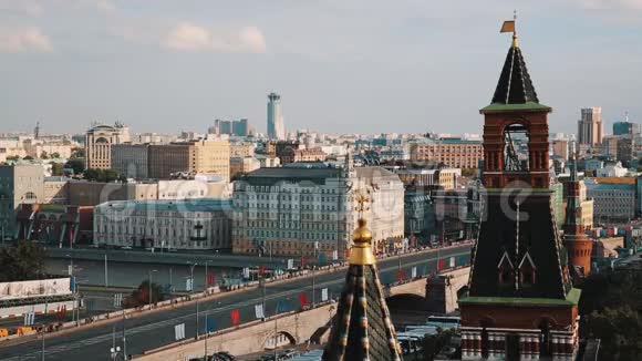 克里姆林宫红砖塔美丽的时代莫斯科风景视频的预览图