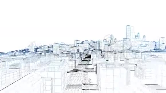 以白色的股票的镜头在城市中飞翔视频的预览图