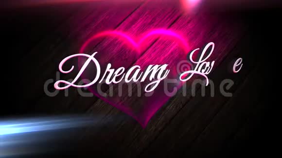 动画特写梦幻爱情文字和运动浪漫的心在情人节闪亮的背景视频的预览图