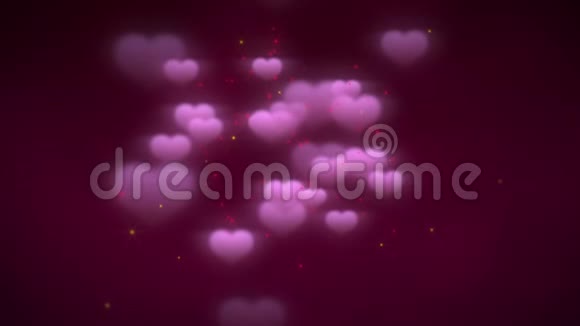 动画特写镜头浪漫的心在情人节闪亮的背景视频的预览图
