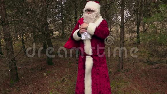 圣诞老人肩上扛着礼物包走了视频的预览图