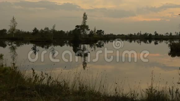 在湖上的倒影秋天的日落光滑的娃娃射击视频的预览图