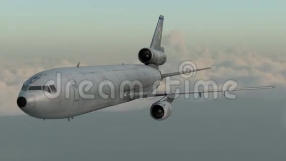 波音KC46美国军用运输机在云中飞翔精彩的日落现实CG三维动画视频的预览图