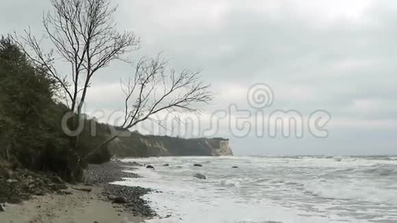 阿尔科纳角海滩海岸线的暴风雨天气德国视频的预览图