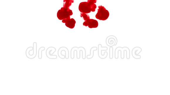 红色漂浮在水中缓慢移动背景或背景的烟雾或墨水效果阿尔法视频的预览图