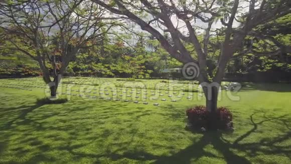 一块绿色田野的墓地墓碑视频的预览图