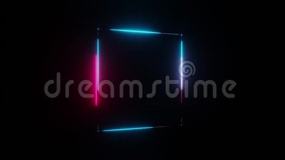 深色背景下的霓虹灯长方形框架视频的预览图