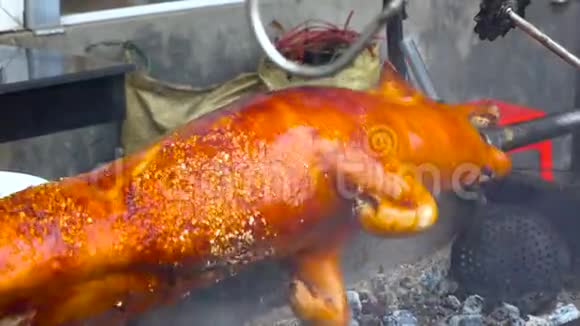 在街头食品市场烤猪视频的预览图