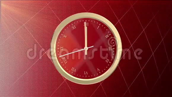 抽象的深红色数字背景上的动画黄金钟最后20秒到12点视频的预览图