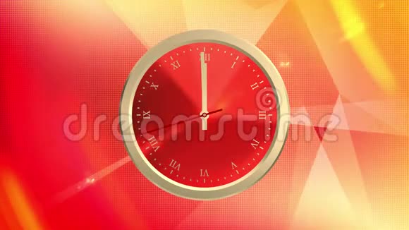 动画黄金时钟在抽象的红色橙色数字三维背景最后20秒到12点视频的预览图