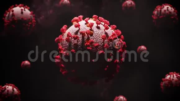 带有液体背景的COVID19冠状病毒细胞3D视频的预览图
