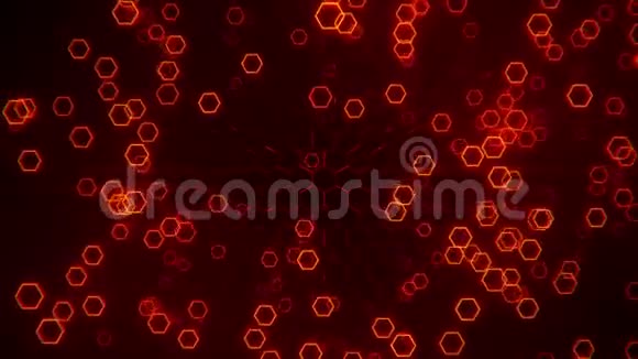 橙色发光六边形环形抽象运动背景视频的预览图