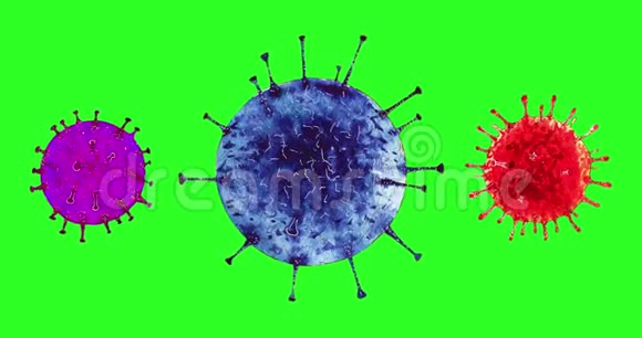 绿色背景下病毒的动画模型Covid19视频的预览图