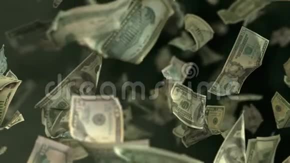 下跌的美元钞票在4K循环视频的预览图