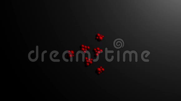 电脑生成的红点动画弹出并变成黑色上的生物危险符号视频的预览图