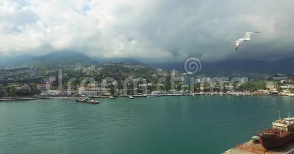 海湾和城市海景景观视频的预览图