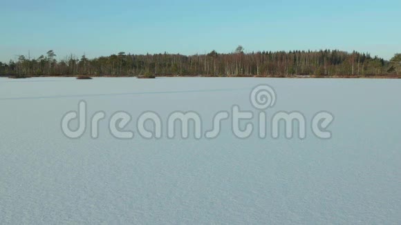 冰冻湖上的冬田白天干净而寒冷光滑的娃娃射击视频的预览图