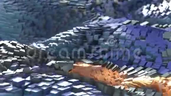 立方体水动画背景移动立方体的海洋视频的预览图