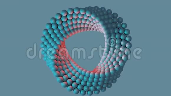 一个简单的平面有一个旋转的扭曲的球环几何形状的三维渲染视频的预览图